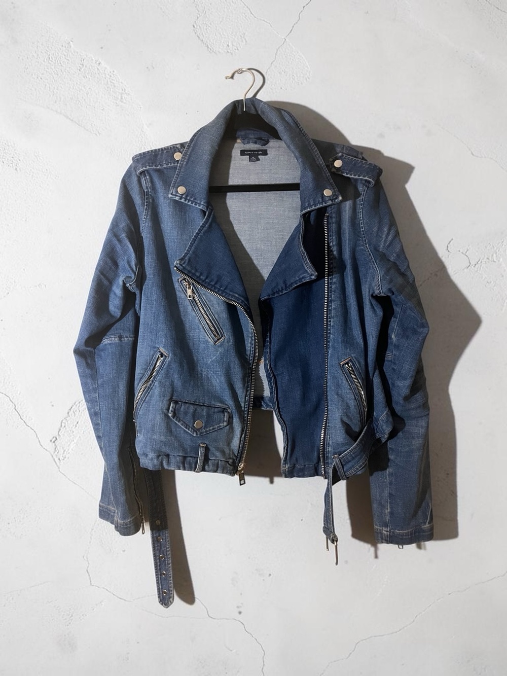 Tommy Hilfiger Two-Tone Blue Denim Moto Jacket